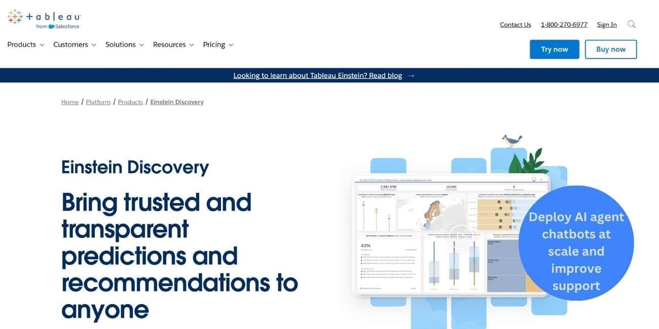 Einstein Discovery by Salesforce showcasing AI-powered business insights and predictive analytics to improve decision-making.